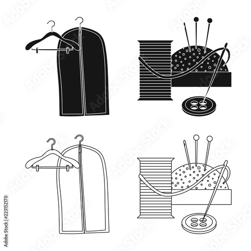 Isolated object of laundry and clean symbol. Set of laundry and clothes vector icon for stock.