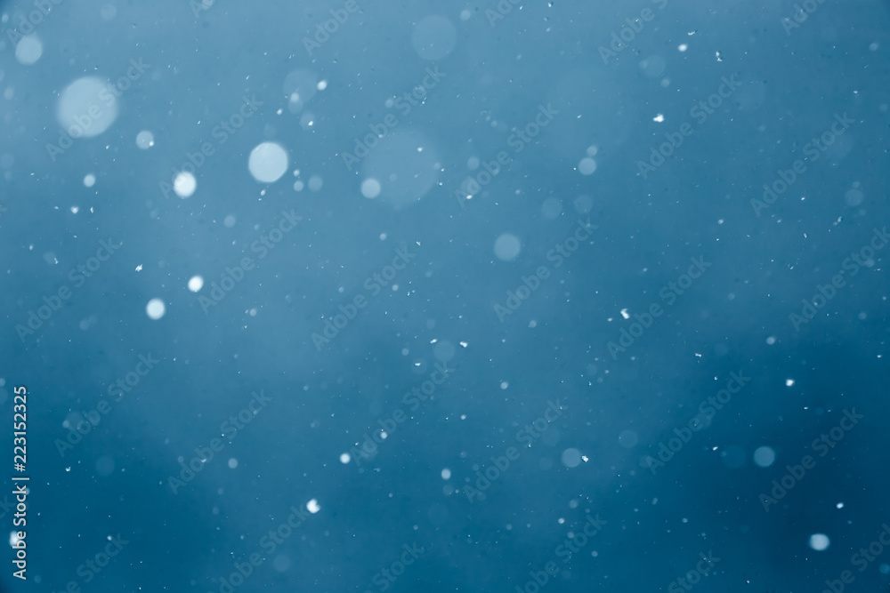 Falling Snow On The Blue Background