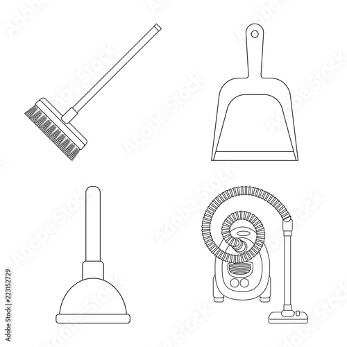 Isolated object of cleaning and service sign. Set of cleaning and household stock vector illustration.