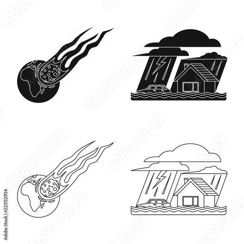 Vector illustration of natural and disaster sign. Collection of natural and risk stock vector illustration.