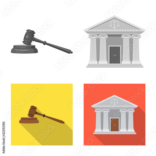 Isolated object of law and lawyer logo. Set of law and justice stock vector illustration.