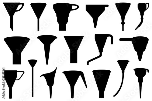 Set of different funnels isolated on white