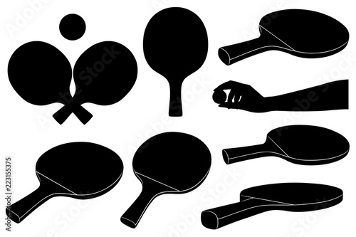 Set of different ping pong rackets isolated on white