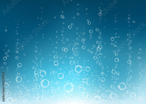 Undersea  blue  fizzing air, water or oxygen  bubbles vector texture.