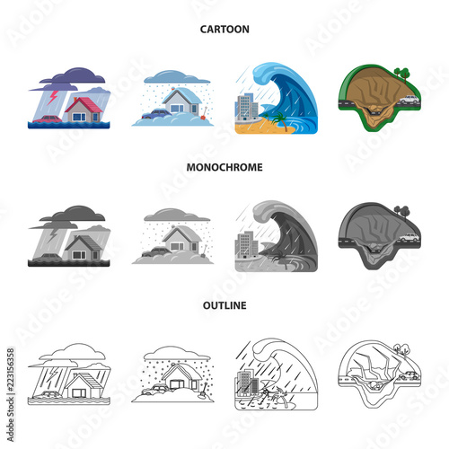 Vector design of natural and disaster symbol. Set of natural and risk stock symbol for web.