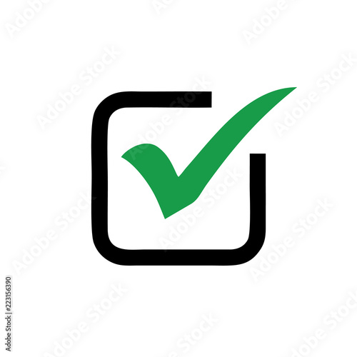 green check mark in box sign