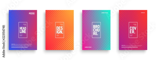 Vector Minimalism Brochure, Cover, Flyer Design Templates with Geometric Halftone Texture and Vibrant Gradients. Conceptual Minimal Abstract Background photo