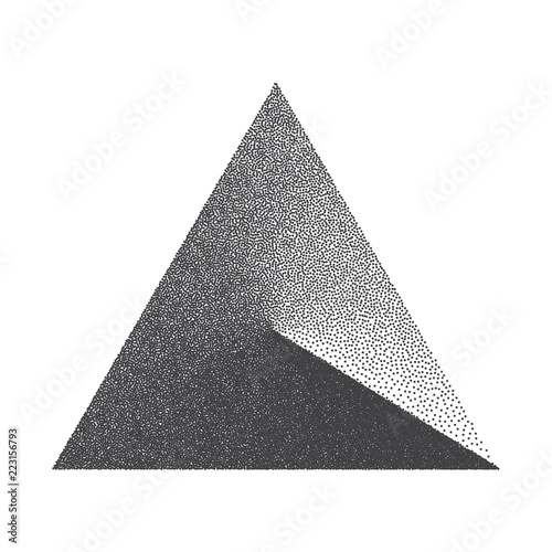 Minimal Vector Stippled Triangle Shape. Dotwork Art Illustration. Stippling Background