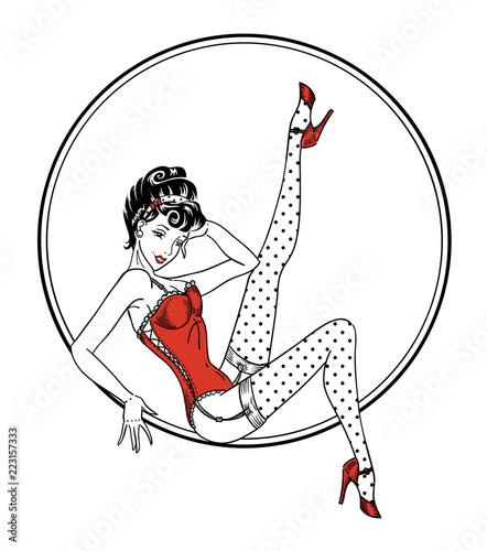Pin-up classic sexy woman in red