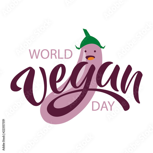 World vegan day typography lettering