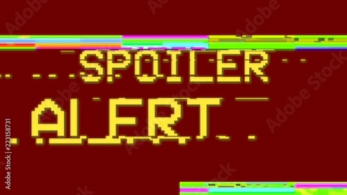 Quadro su tela The text Spoiler alert on a red background, with a digital glitch fx