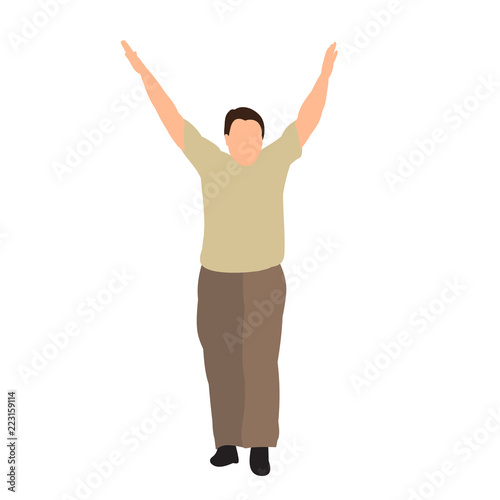 isolated, flat style man rejoices
