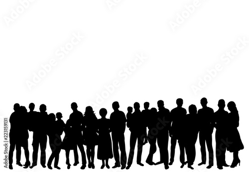 set silhouette of a crowd of people