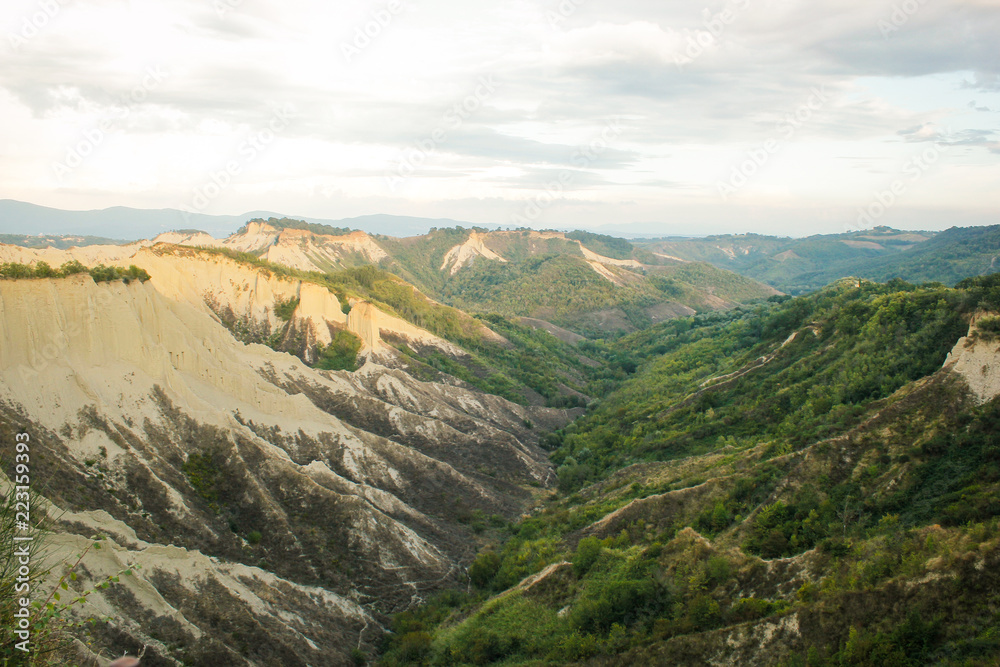 landscape of calanchi valley at civita di bagnoregio
