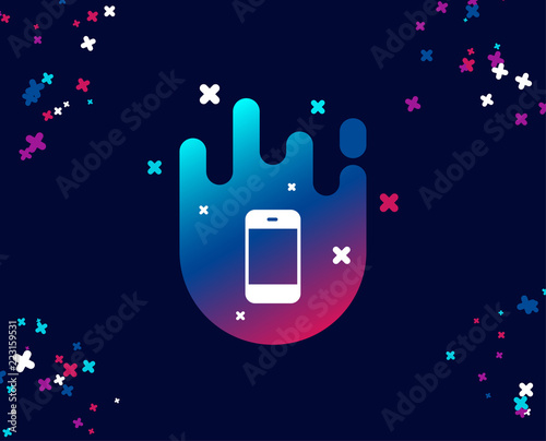 Smartphone icon. Cellphone or Phone sign. Ð¡ommunication Mobile device symbol. Cool banner with icon. Abstract shape with gradient. Vector