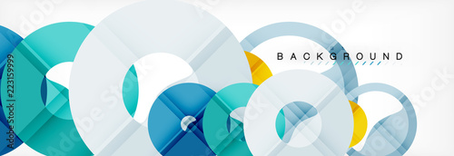 Colorful rings on grey background, modern geometric pattern design. Vector business or technology presentation design template, brochure or flyer pattern, or geometric web banner