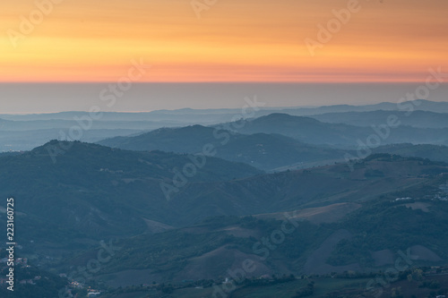 Layered mountain ranges at sunrise © Thomas