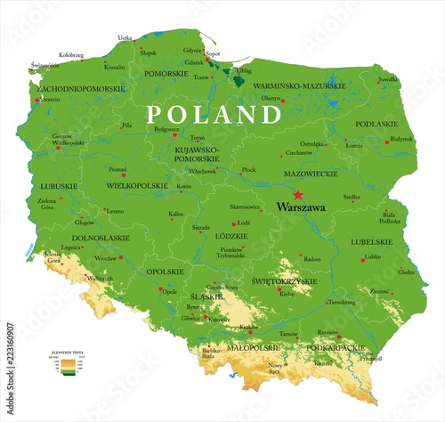 Fotografia, Obraz Poland relief map