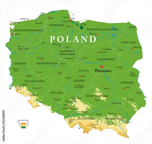 Obraz Poland relief map