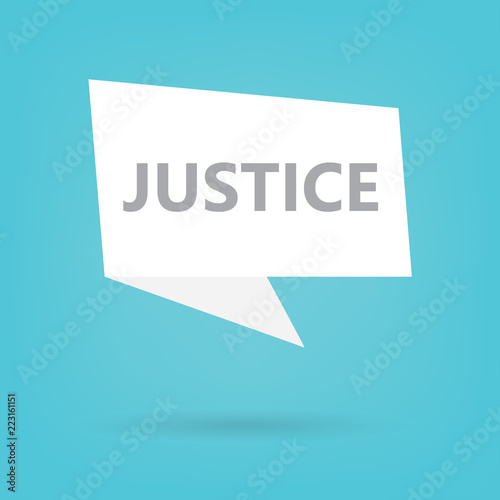 justice word on a speech bubble- vector illustration