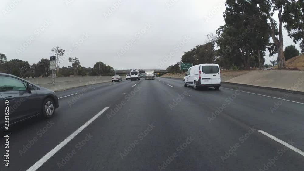 Time-lapse, merge and driving on Interstate 80, San Francisco Bay Area