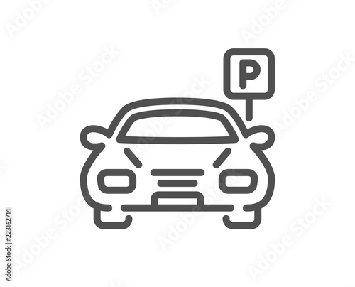 Car parking line icon. Auto park sign. Transport place symbol. Quality design element. Classic style car parking. Editable stroke. Vector