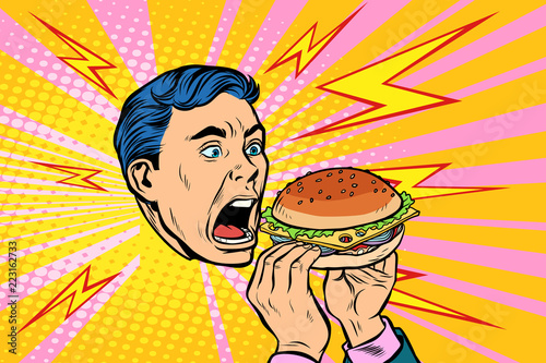 man eating Burger