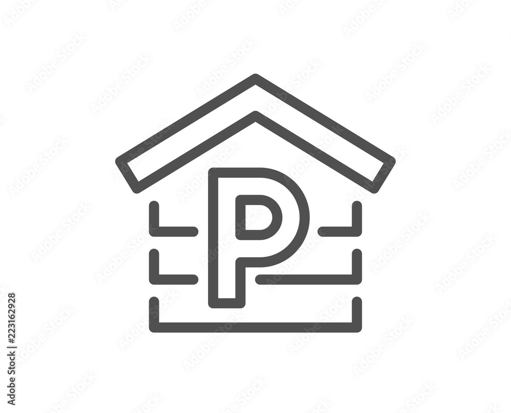 Parking line icon. Car park sign. Transport place garage symbol. Quality design element. Classic style. Editable stroke. Vector Parking line icon. Car park sign. Transport place garage symbol. Quality design element. Classic style. Editable stroke. Vector