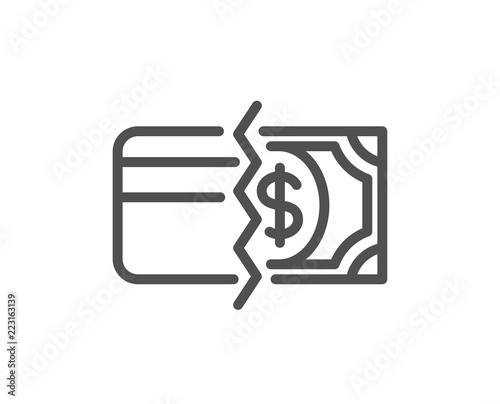 Credit card or cash line icon. Payment methods sign. Quality design element. Classic style credit card. Editable stroke. Vector