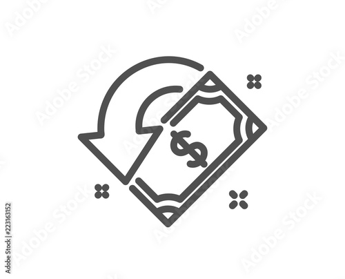 Cashback line icon. Send or receive money sign. Quality design element. Classic style cashback. Editable stroke. Vector
