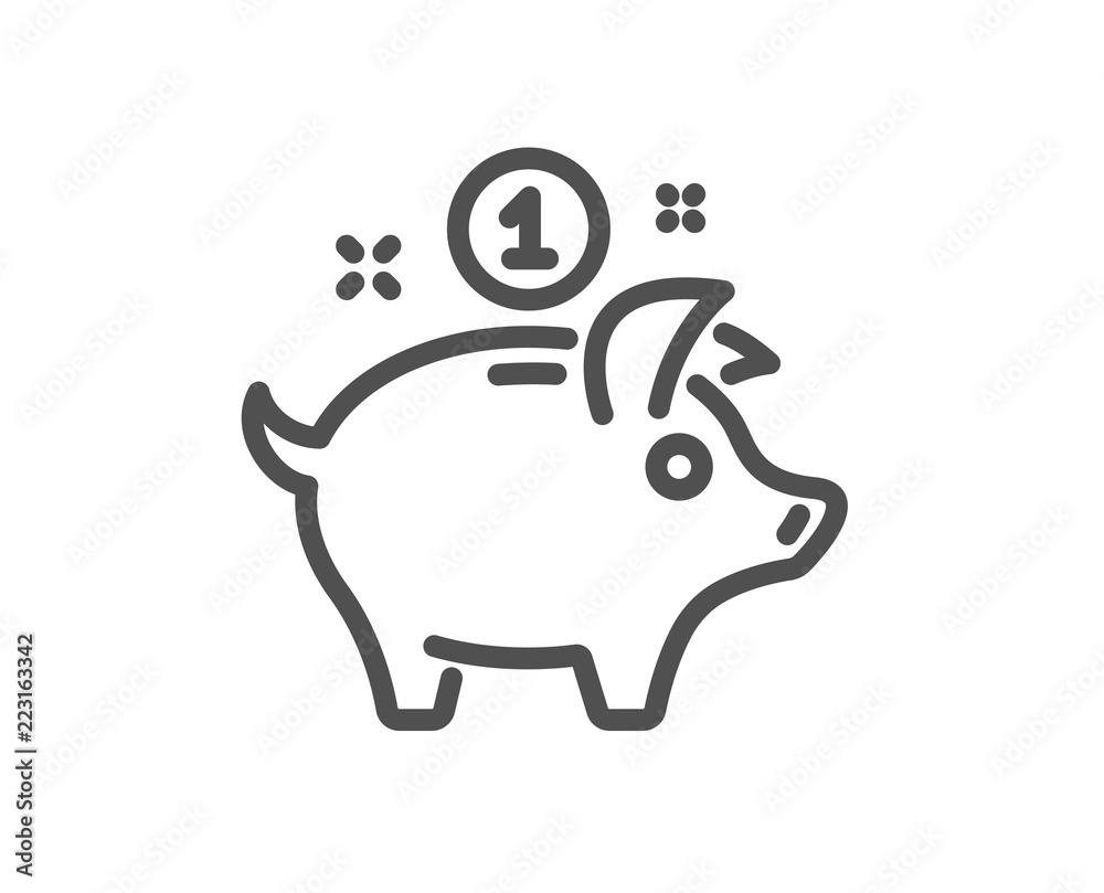 Saving money line icon. Piggy bank sign. Quality design element. Classic style saving money. Editable stroke. Vector Saving money line icon. Piggy bank sign. Quality design element. Classic style saving money. Editable stroke. Vector