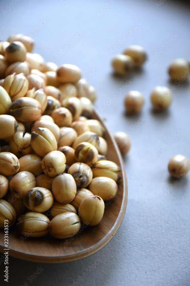 Fresh lotus seeds piled. Fresh lotus seeds piled.