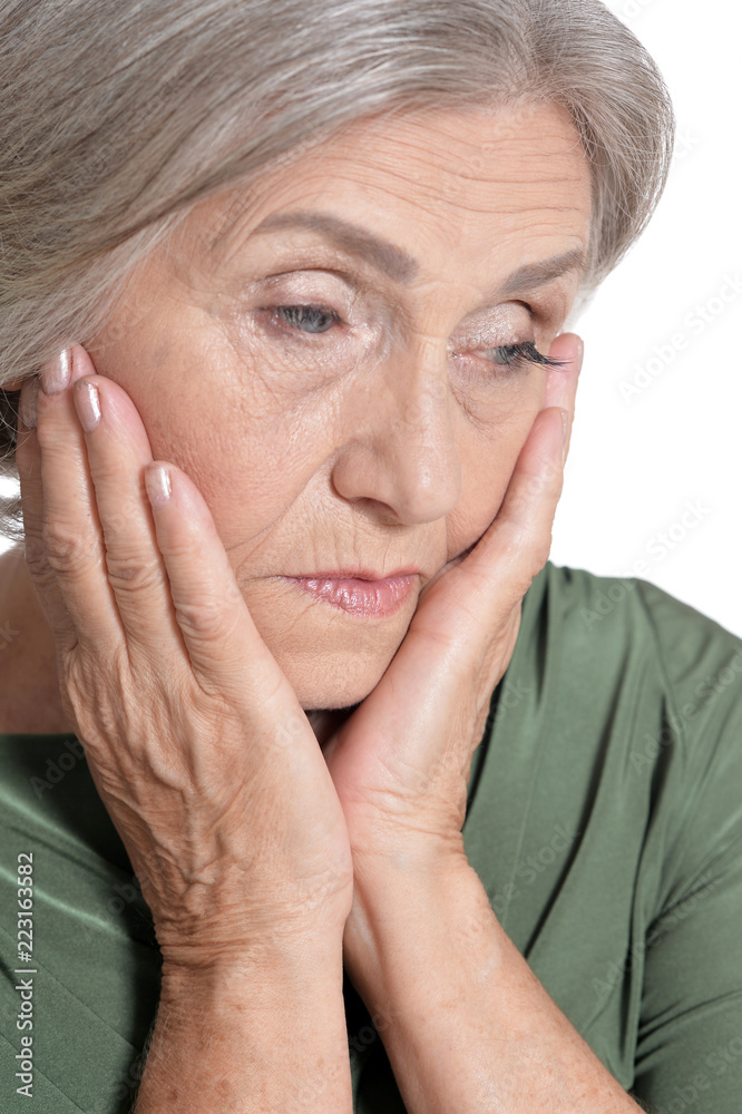 Portrait of beautiful senior woman on white background Portrait of beautiful senior woman on white background