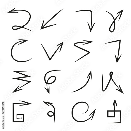 hand drawn arrows, vector illustration