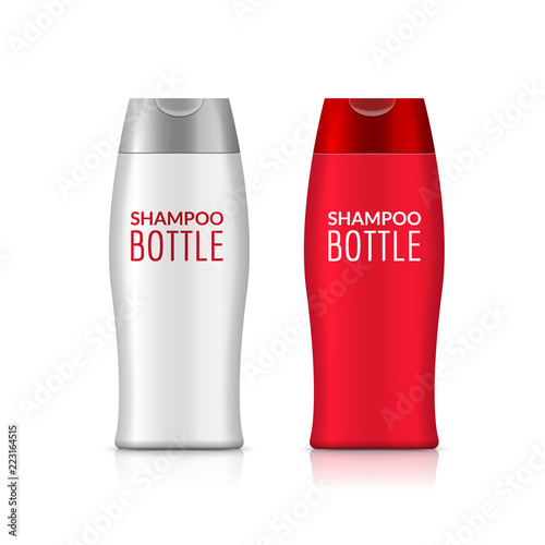 Shampoo plastic bottle or shower gel bottle template design. Vector blank mock up. Cream or lotion bath care