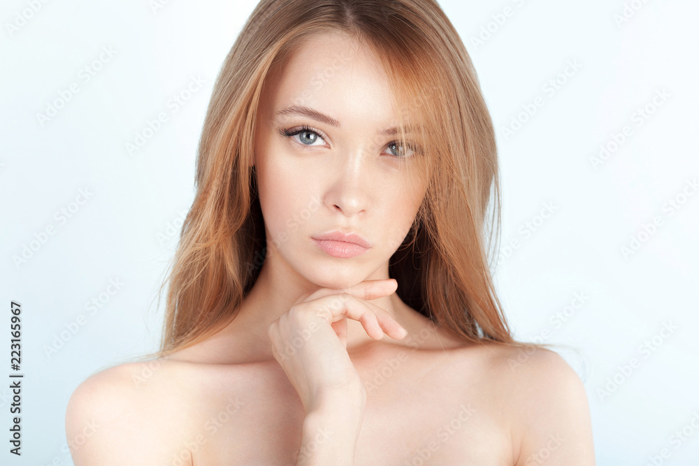 Young beautiful girl with clean perfect skin close-up Young beautiful girl with clean perfect skin close-up