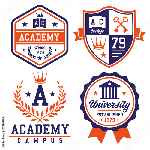 Academy College University Vector Logo Set photo