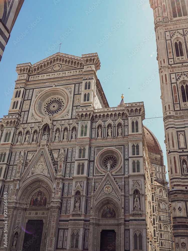 Main facade of The Basilica di Santa Maria del Fiore (Basilica of Saint Mary of the Flower) in Florence, Italy