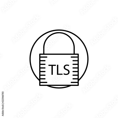 TLS protection. Element of online shopping icon for mobile concept and web apps. Thin line TLS protection can be used for web and mobile