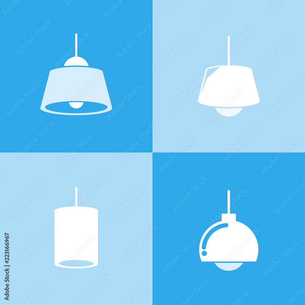 ceiling lamp icons set in blue background ceiling lamp icons set in blue background