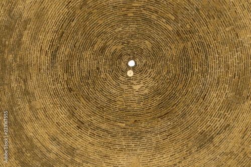 Bottom view of the interior of the dome in Bukhara, Uzbekistan