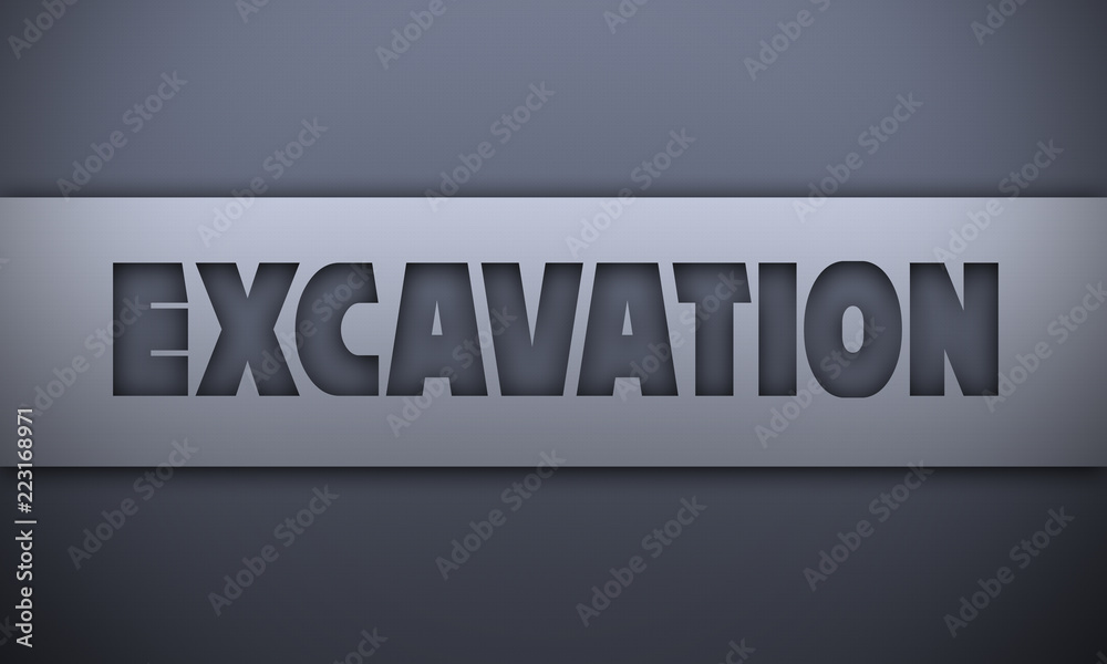 excavation - word on silver background