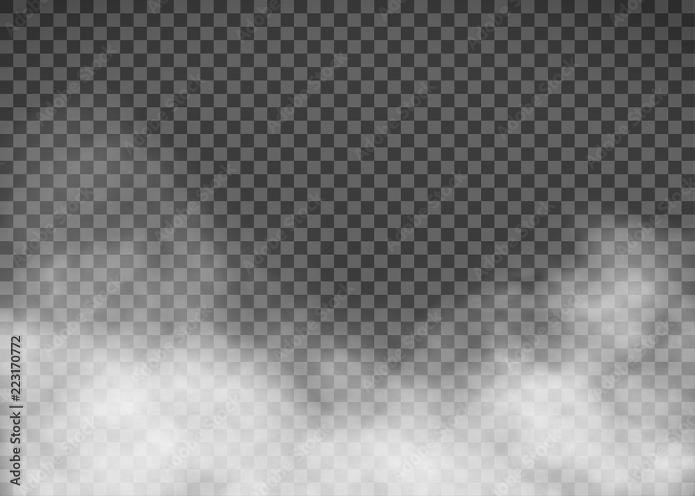 White smoke on a transparent background. Template fog.