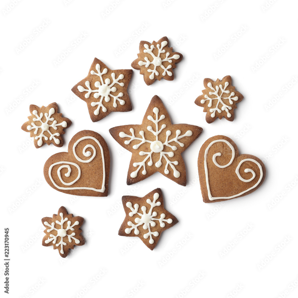 christmas gingerbread cookies isolated on white background christmas gingerbread cookies isolated on white background