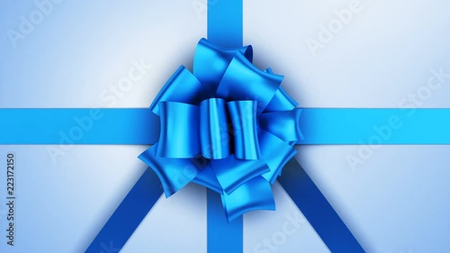 Opening Beautiful Gift Box With Ribbons and Big Bow. 5 videos in 1. Unpacking Gift 3d Animation Elements on Green Screen Alpha Channel. Untying Decorative Knot. 4k Ultra HD 3840x2160. photo