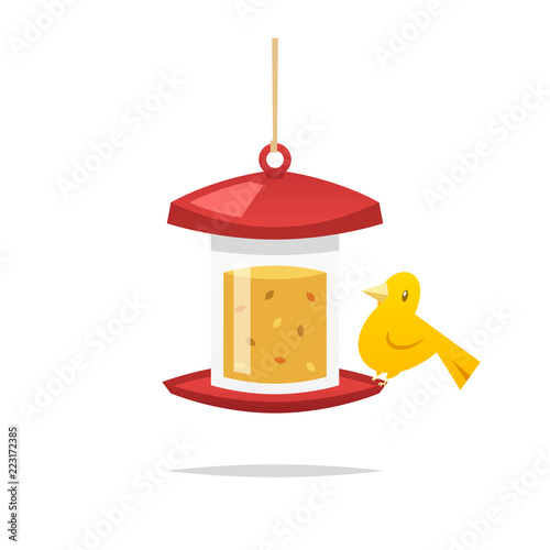 Bird feeder vector isolated illustration