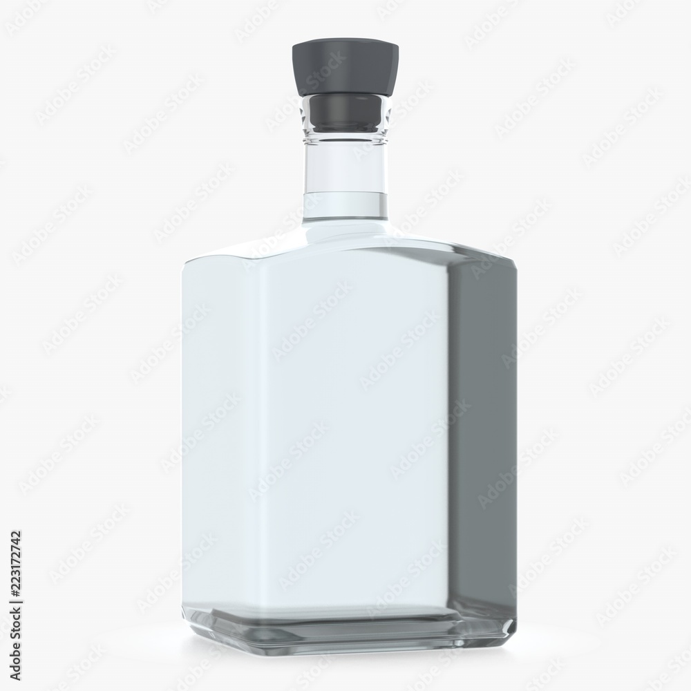 Bottle with alcohol on a white background 3d illustration Bottle with alcohol on a white background 3d illustration