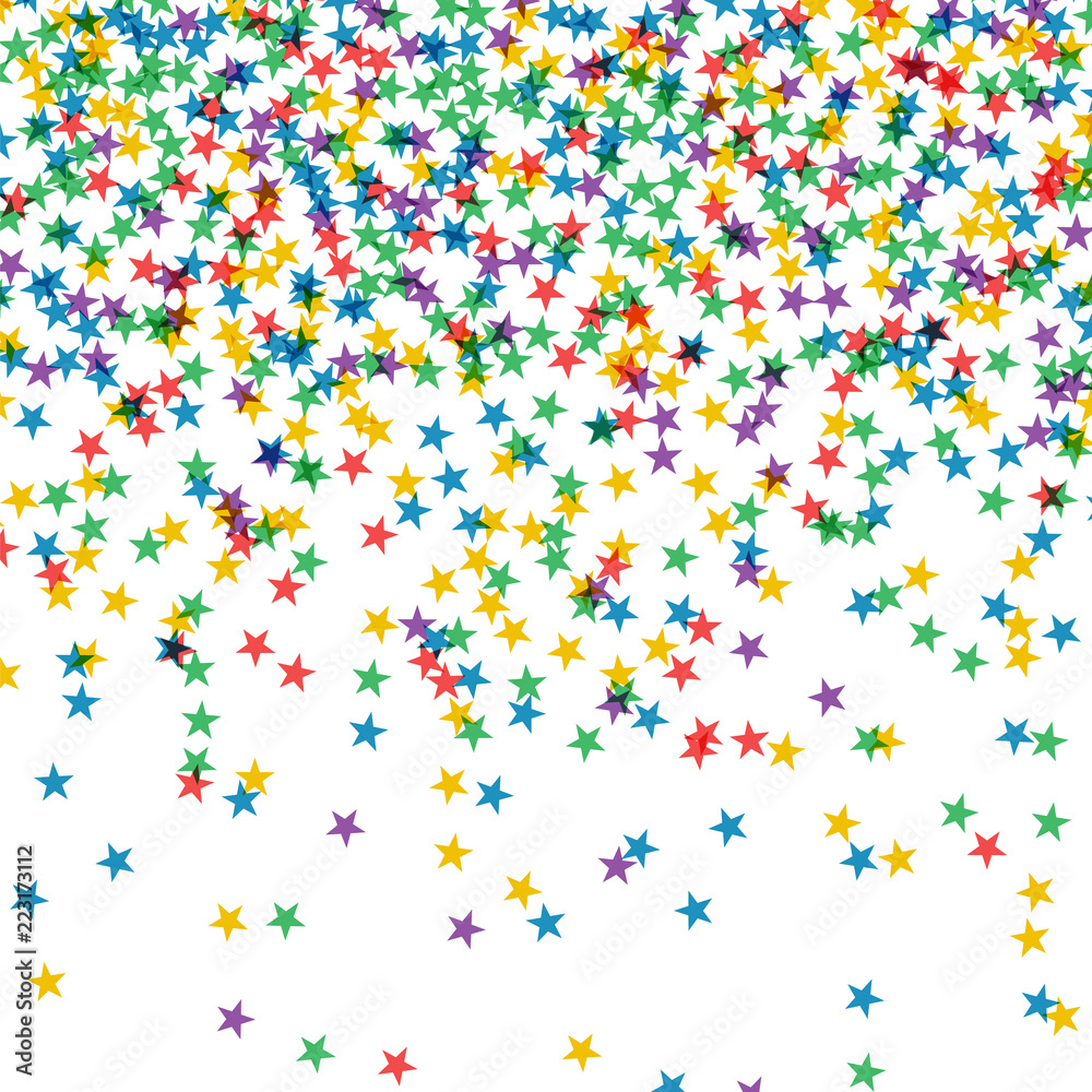 Colored confetti stars. Vector background.