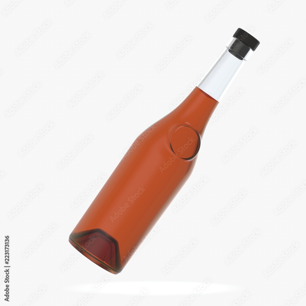 Bottle with alcohol on a white background 3d illustration Bottle with alcohol on a white background 3d illustration