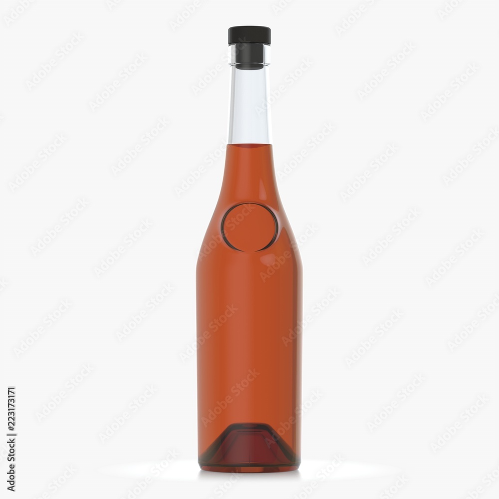 Bottle with alcohol on a white background 3d illustration Bottle with alcohol on a white background 3d illustration